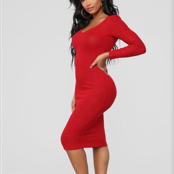 Fashion Nova Midi Dress Red - Picture 1 of 6